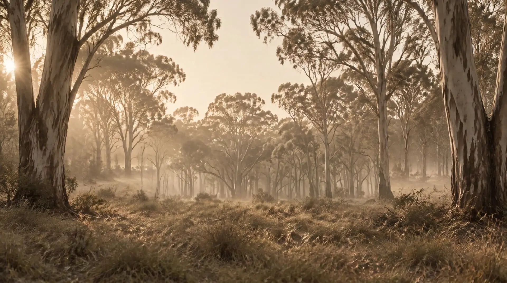 Eucalyptus bushland in soft morning light